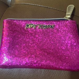 Betsy Johnson pink glittered wallet